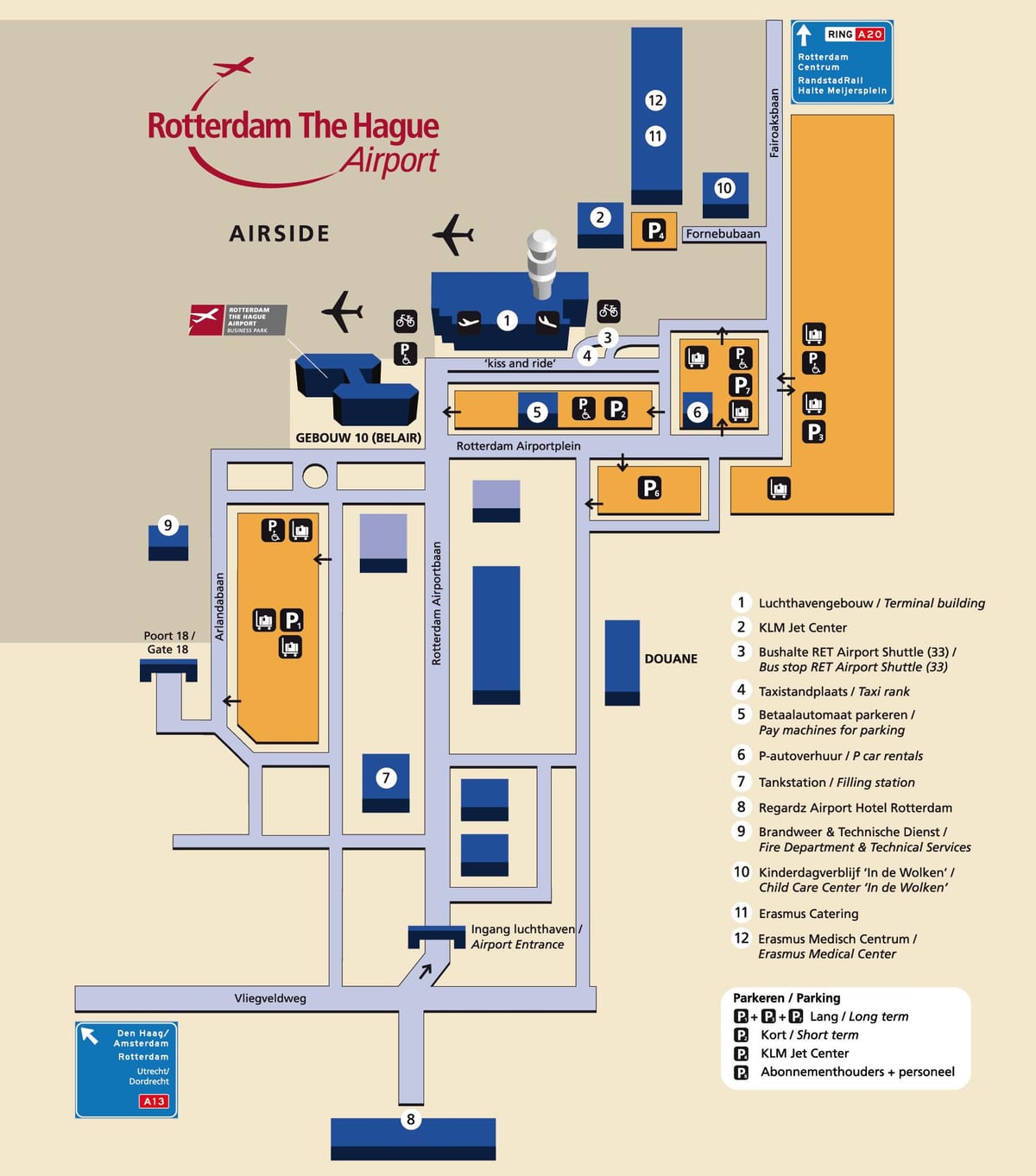 Karte von Rotterdam airport 