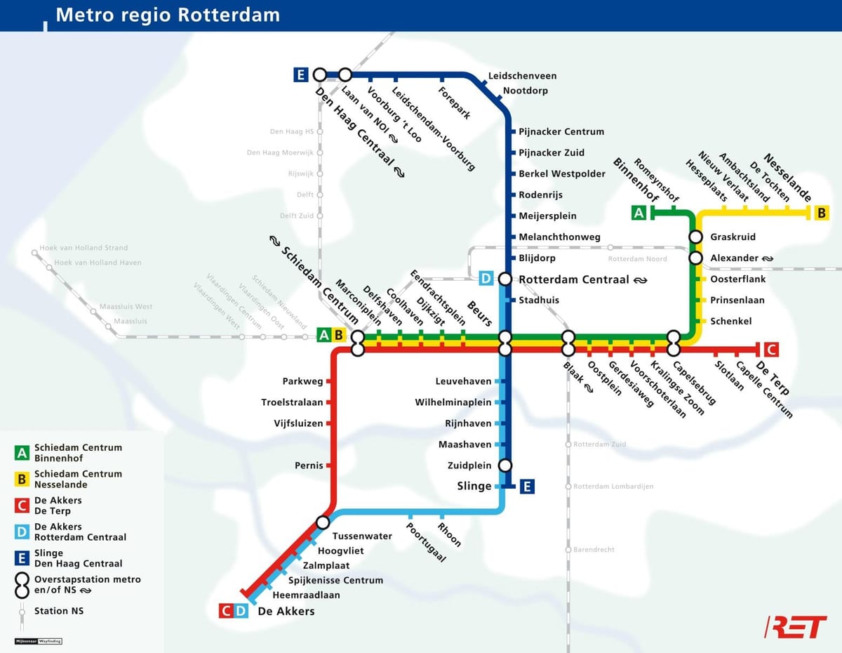 Rotterdam U-Bahn-Karte