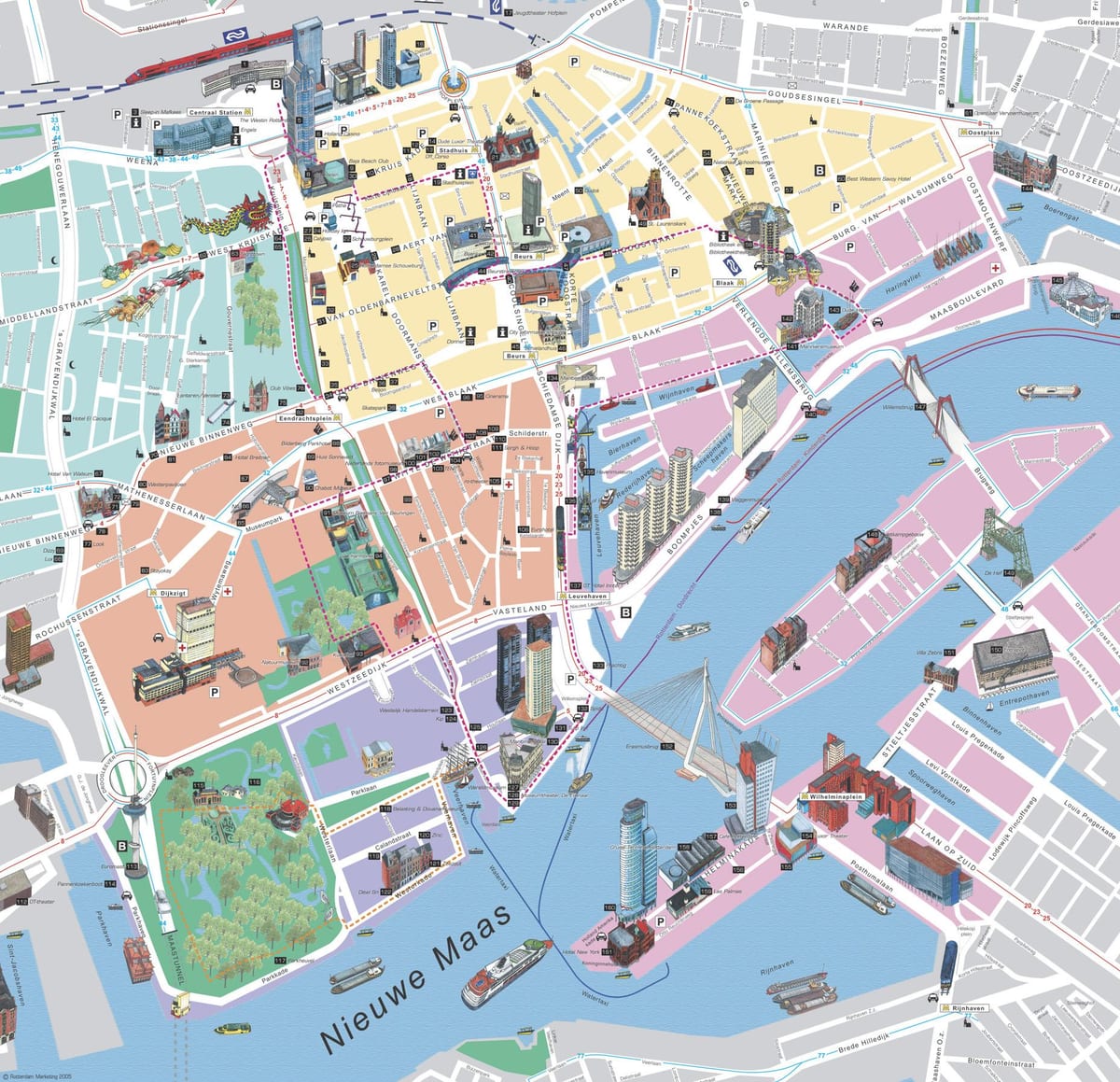 Karte von Rotterdam Sehenswürdigkeiten 