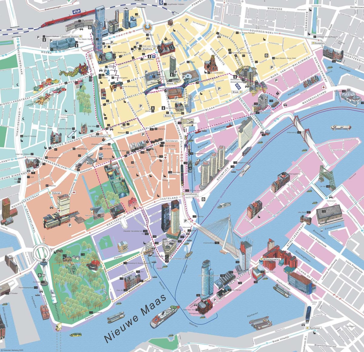 Karte von Rotterdam sightseeing