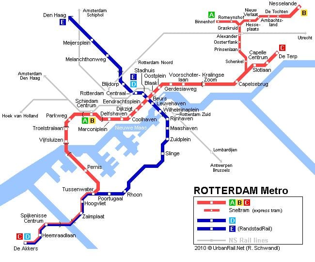 ret Rotterdam tram map
