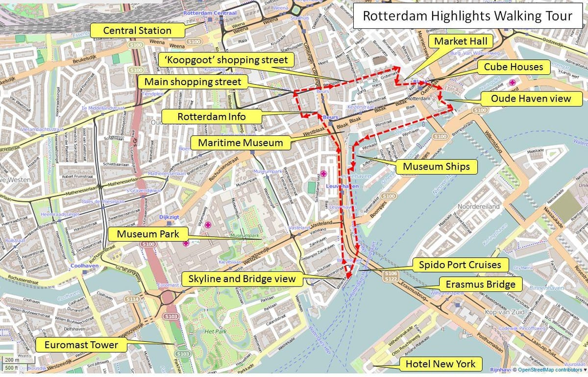 Karte von Rotterdam-walking-tour 